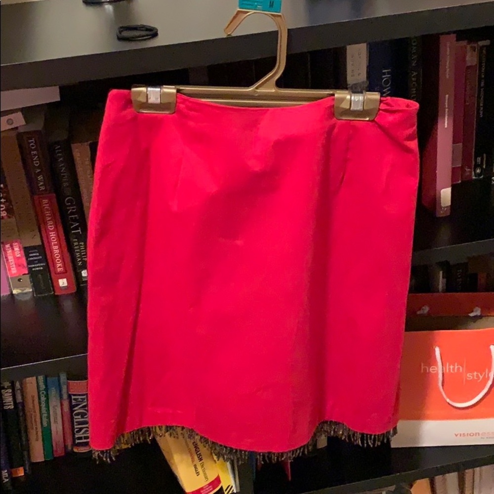 INC Red mini skirt beaded hemline